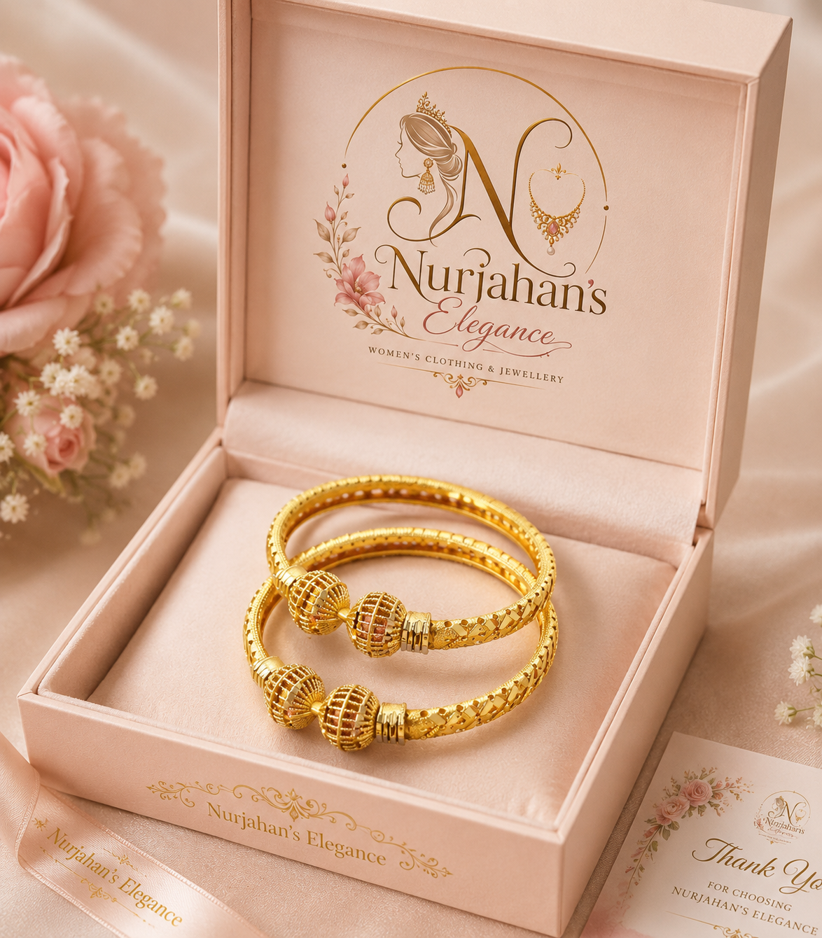 প্রিমিয়াম গোল্ডেন ডিজাইনার চুড়ি (Premium Golden Designer Bangles) – এলিগেন্ট উইমেনস ফ্যাশন কালেকশন