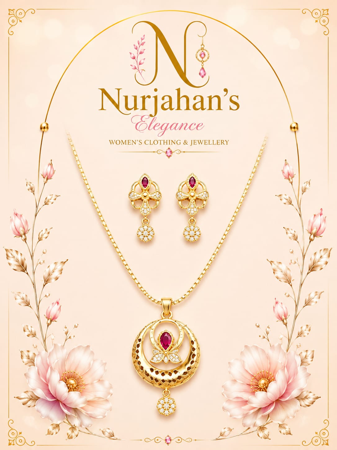 Product Name: Nurjahan's Elegance Signature Necklace Set – NS001
